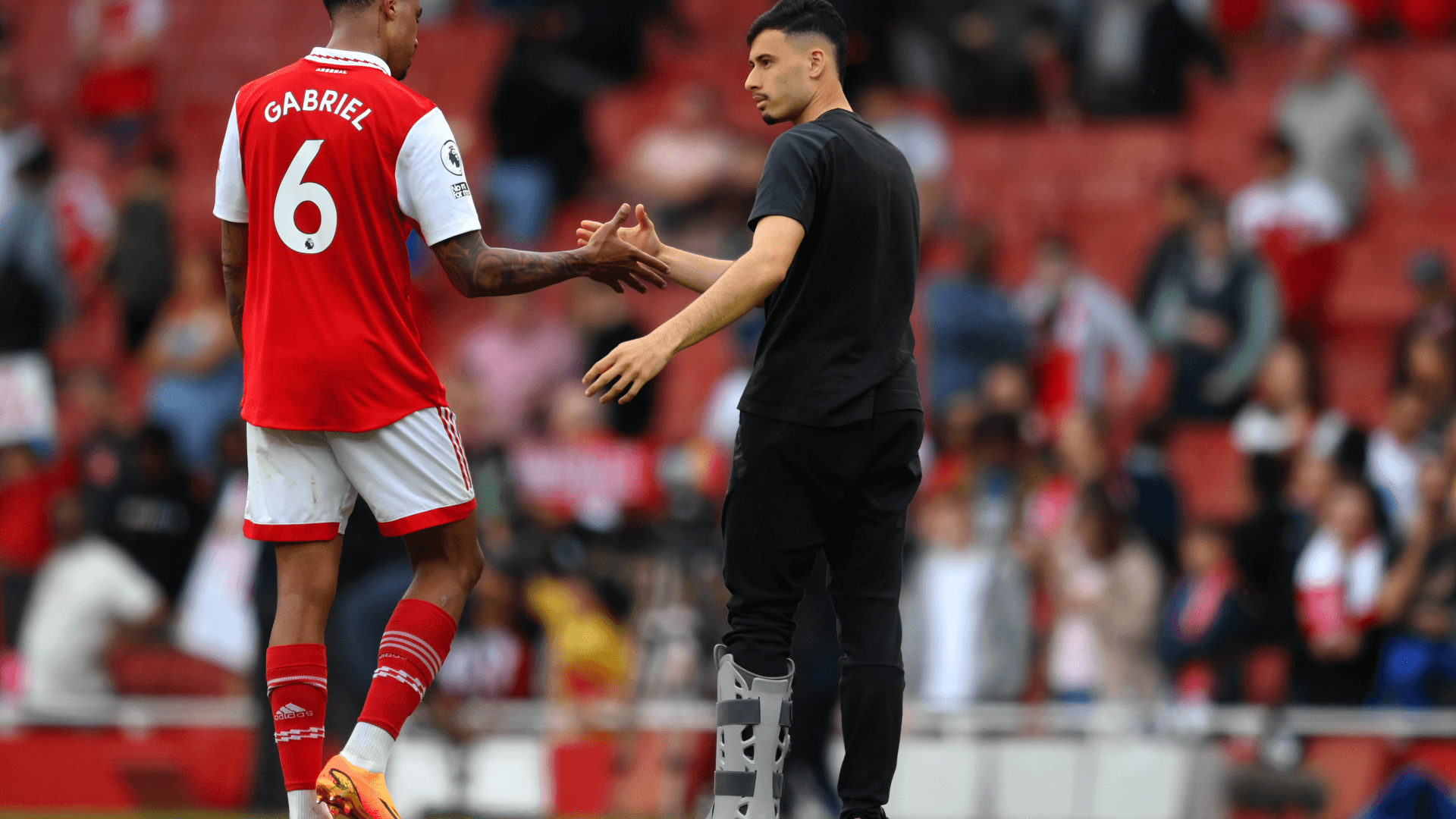 Arsenal's Timber Spotted in Protective Boot